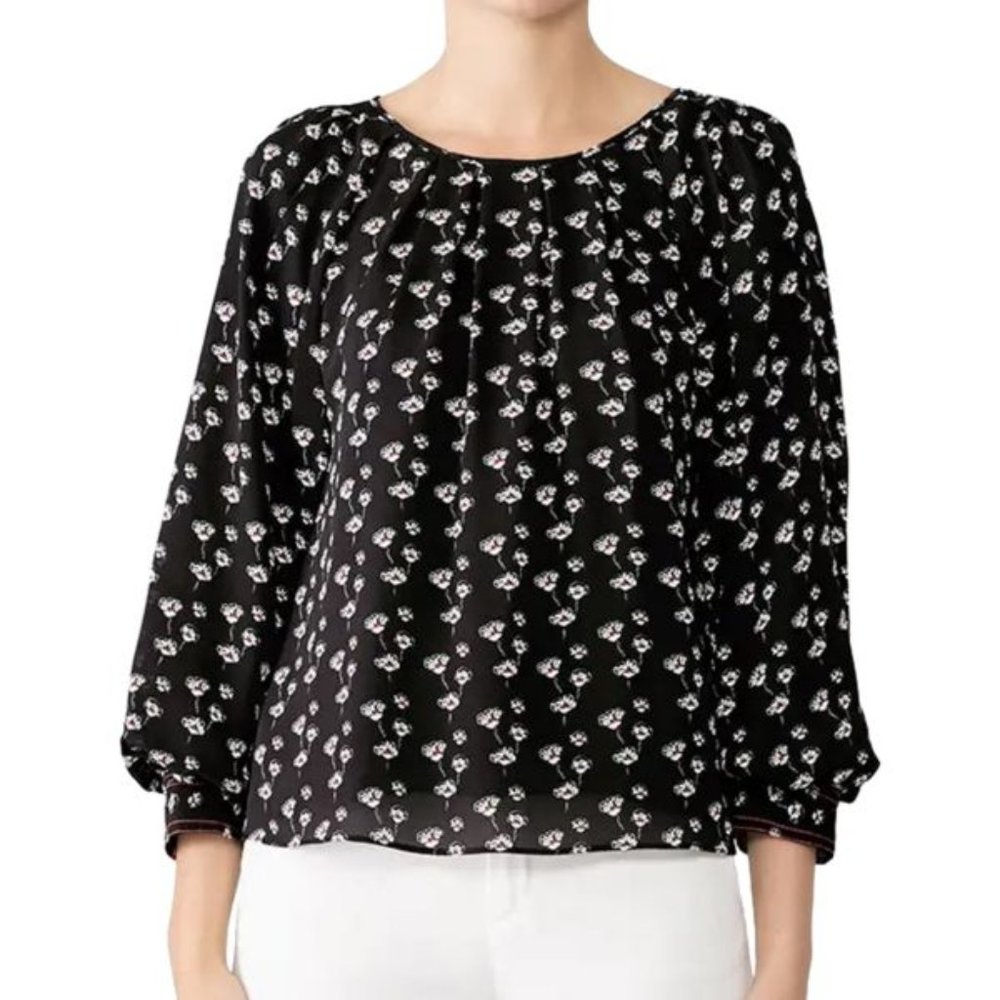 Tanya Taylor Gillian Poppy Print Shirt 100% Silk | Size 6